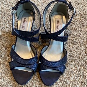 Like-new , navy sparkle strapped heels, Dyeables